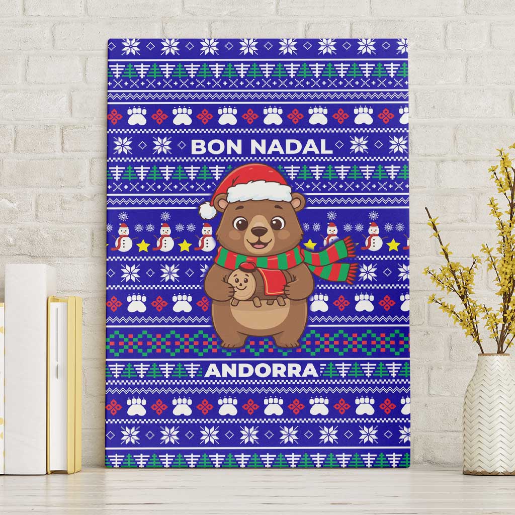 Bon Nadal Andorra Christmas Canvas Wall Art Holiday Bear, Snowflakes, Paw Prints & Winter - Wonder Print Shop