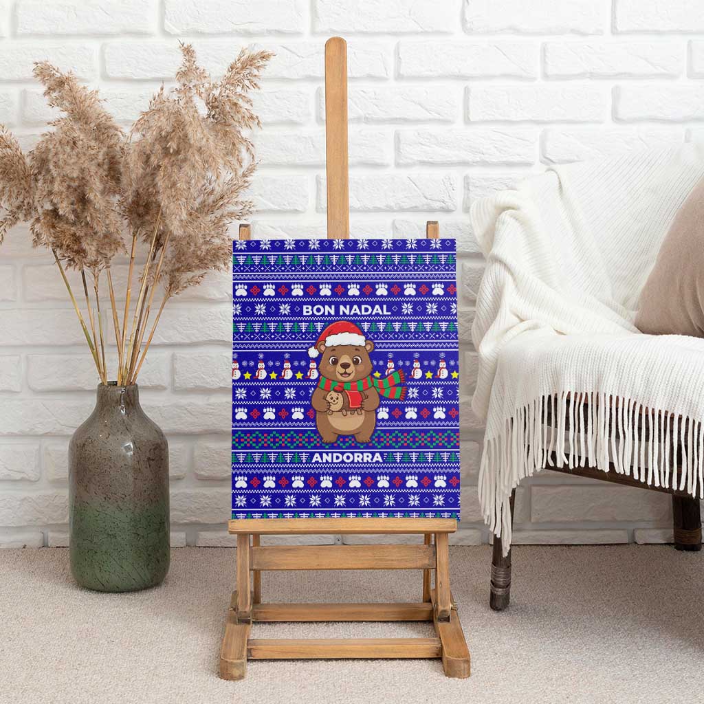 Bon Nadal Andorra Christmas Canvas Wall Art Holiday Bear, Snowflakes, Paw Prints & Winter - Wonder Print Shop