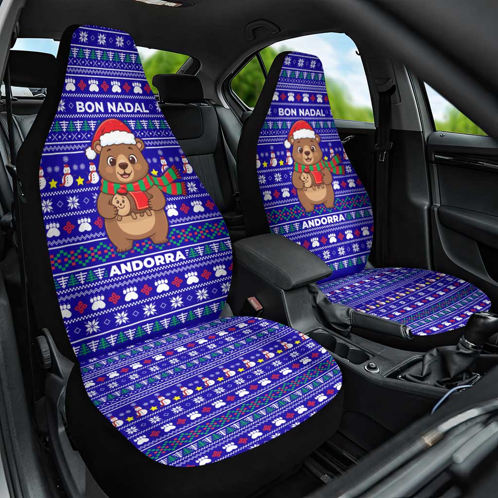 Bon Nadal Andorra Christmas Car Seat Cover Holiday Bear, Snowflakes, Paw Prints & Winter - Wonder Print Shop