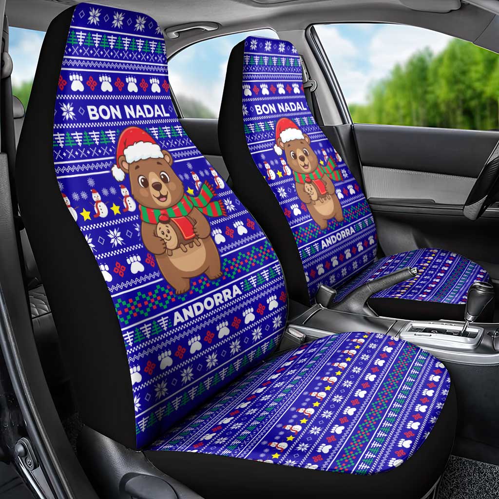 Bon Nadal Andorra Christmas Car Seat Cover Holiday Bear, Snowflakes, Paw Prints & Winter - Wonder Print Shop