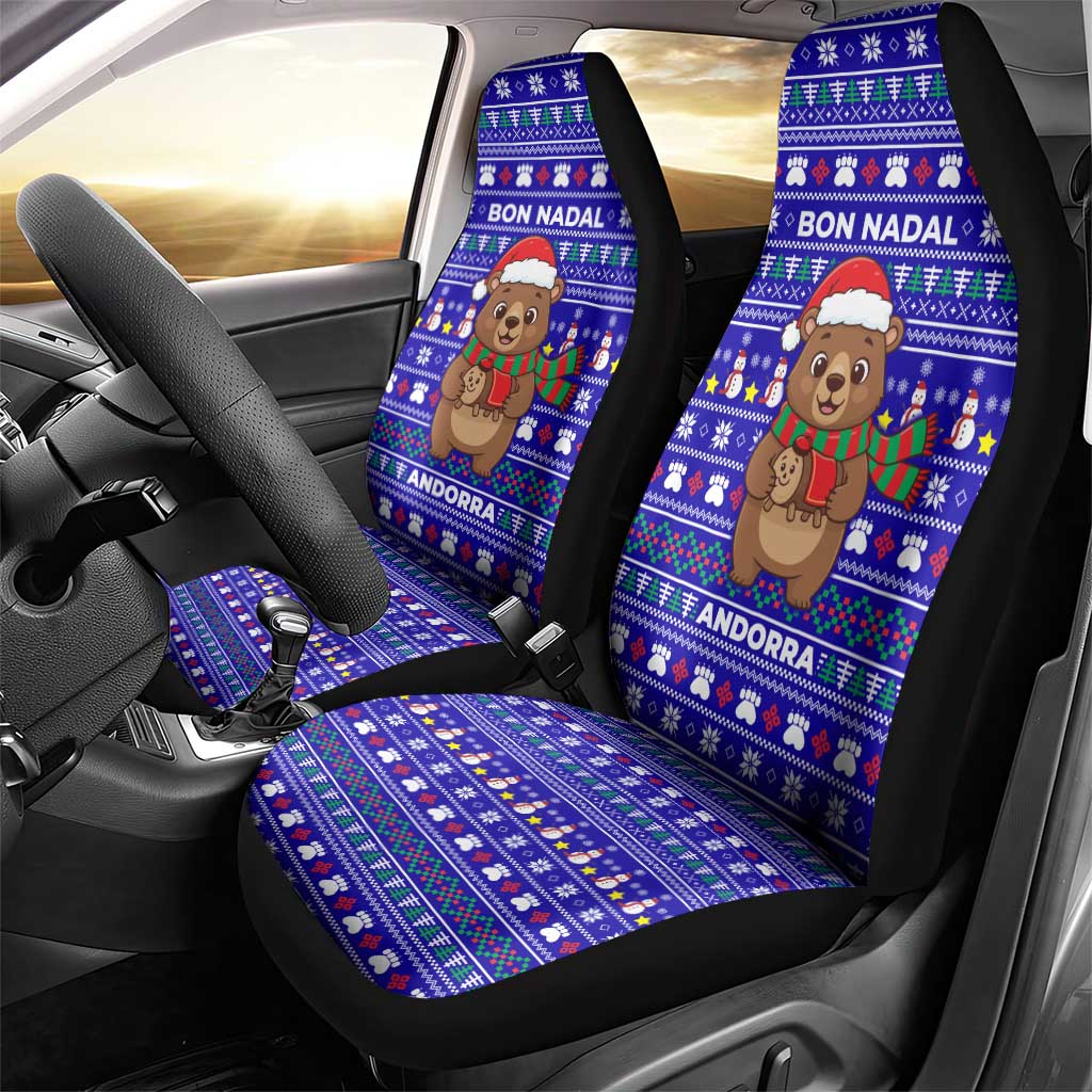 Bon Nadal Andorra Christmas Car Seat Cover Holiday Bear, Snowflakes, Paw Prints & Winter - Wonder Print Shop