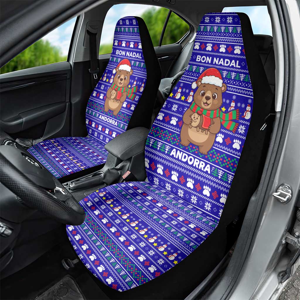 Bon Nadal Andorra Christmas Car Seat Cover Holiday Bear, Snowflakes, Paw Prints & Winter - Wonder Print Shop