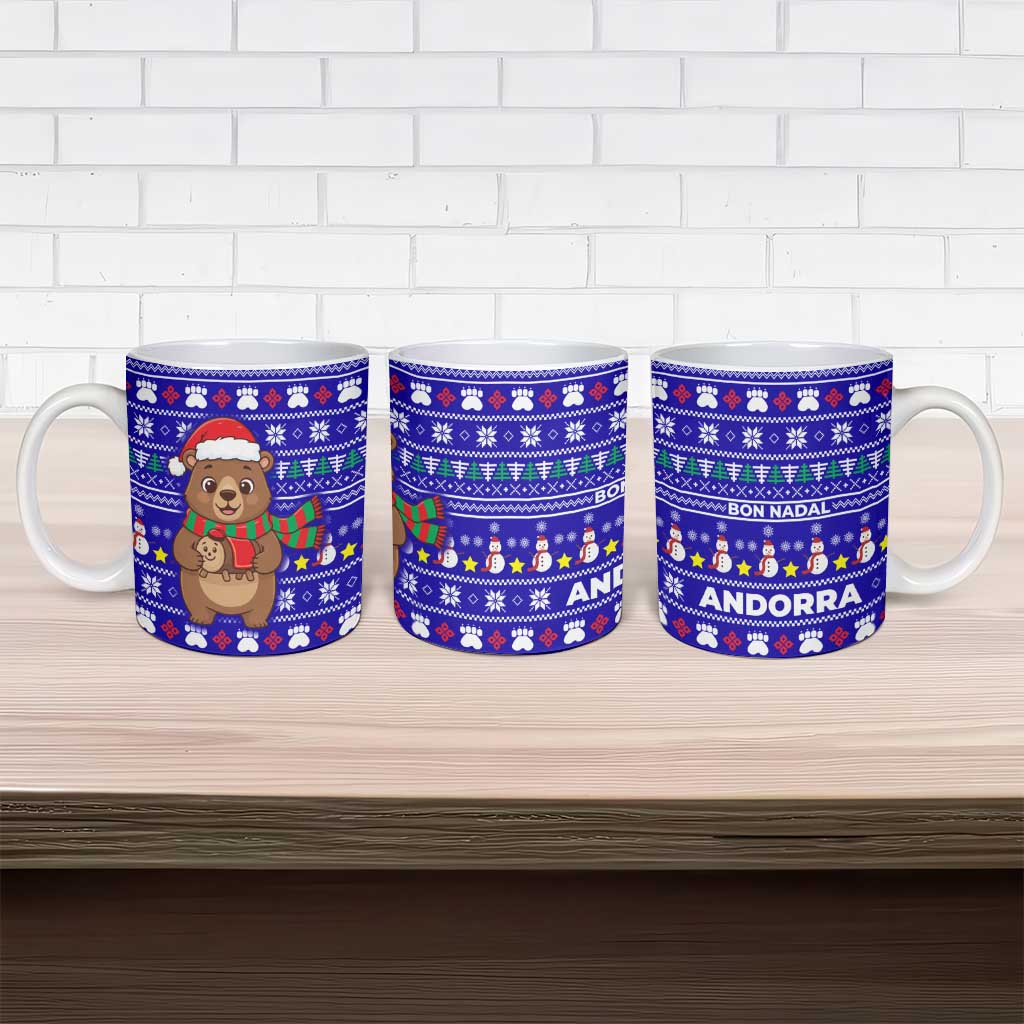 Bon Nadal Andorra Christmas Ceramic Mug Holiday Bear, Snowflakes, Paw Prints & Winter - Wonder Print Shop