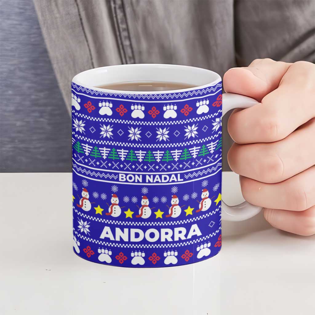 Bon Nadal Andorra Christmas Ceramic Mug Holiday Bear, Snowflakes, Paw Prints & Winter - Wonder Print Shop