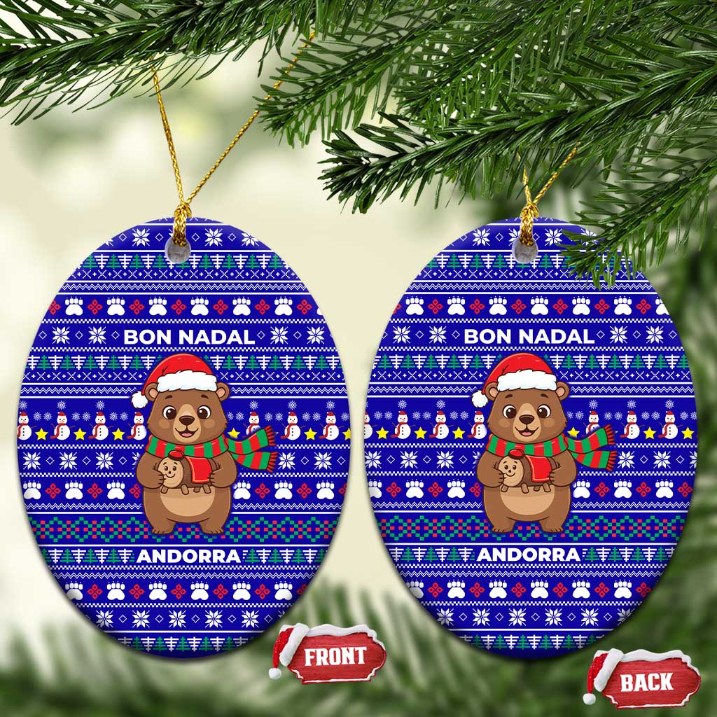 Bon Nadal Andorra Christmas Ceramic Ornament Holiday Bear, Snowflakes, Paw Prints & Winter - Wonder Print Shop