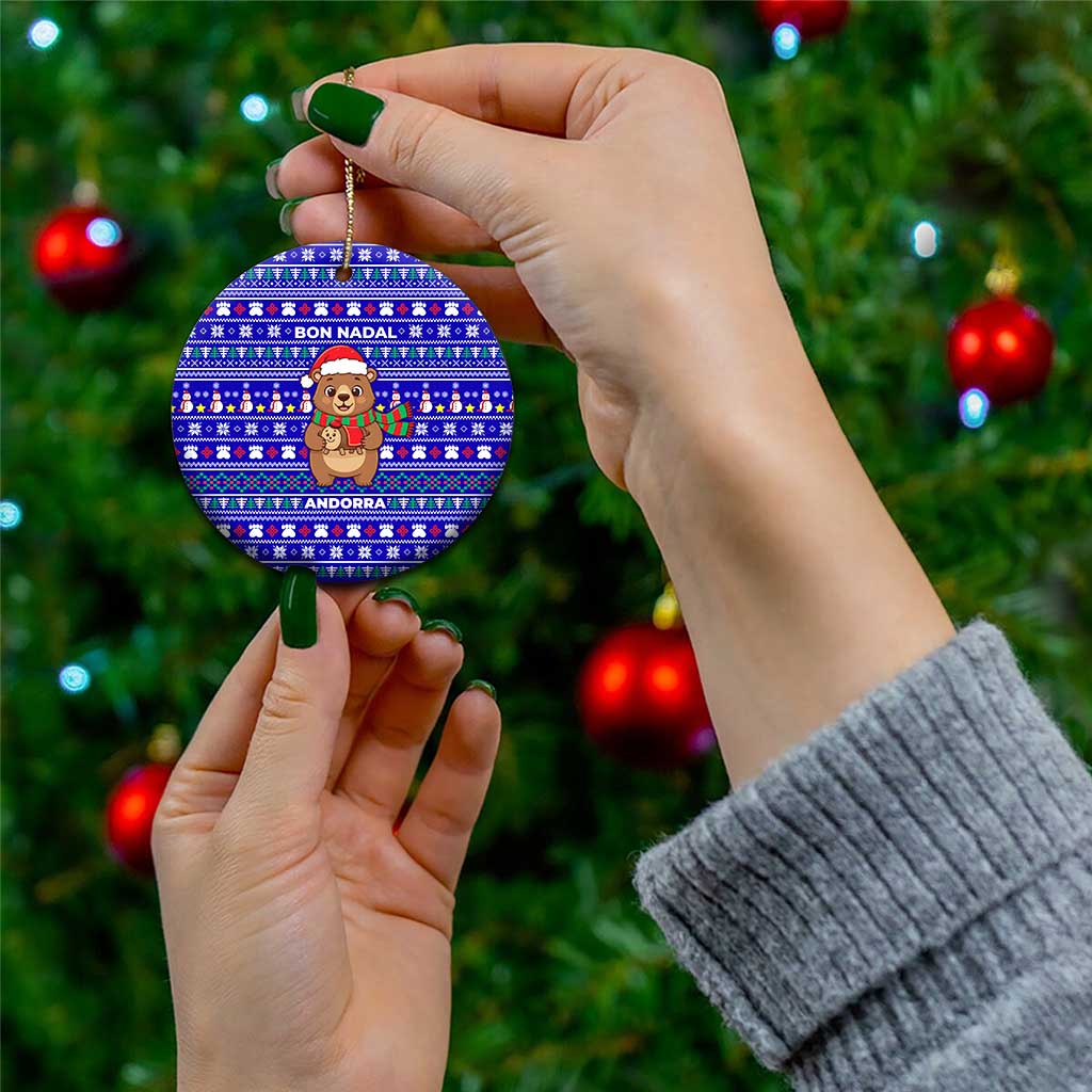 Bon Nadal Andorra Christmas Ceramic Ornament Holiday Bear, Snowflakes, Paw Prints & Winter - Wonder Print Shop