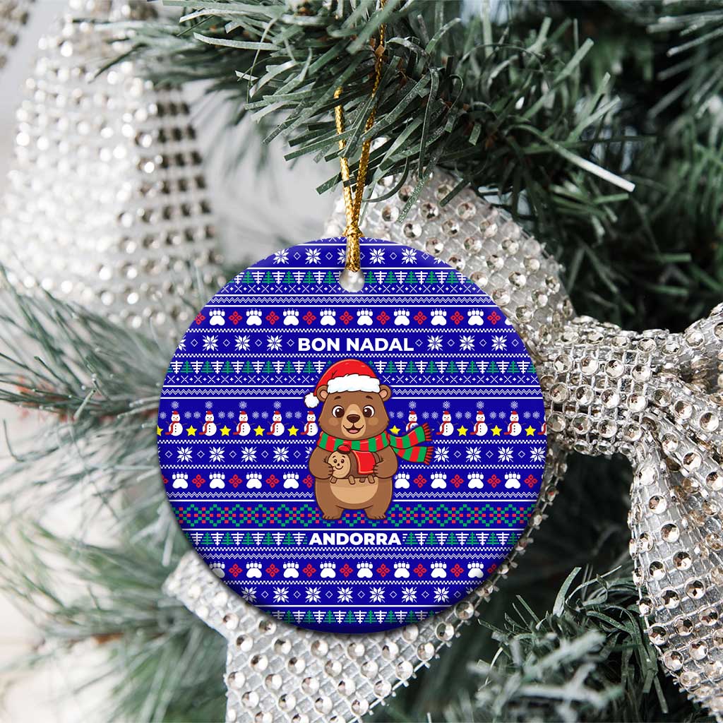 Bon Nadal Andorra Christmas Ceramic Ornament Holiday Bear, Snowflakes, Paw Prints & Winter - Wonder Print Shop