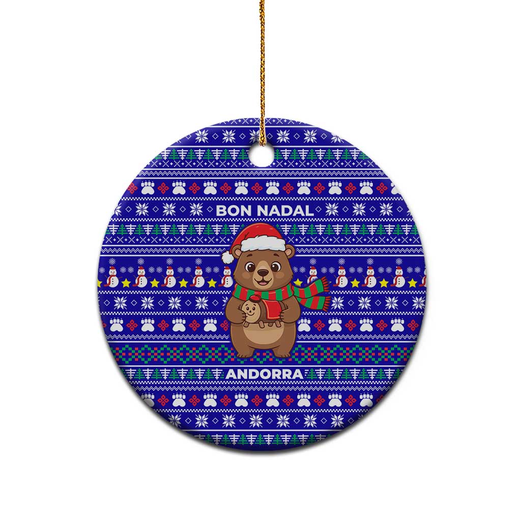 Bon Nadal Andorra Christmas Ceramic Ornament Holiday Bear, Snowflakes, Paw Prints & Winter - Wonder Print Shop