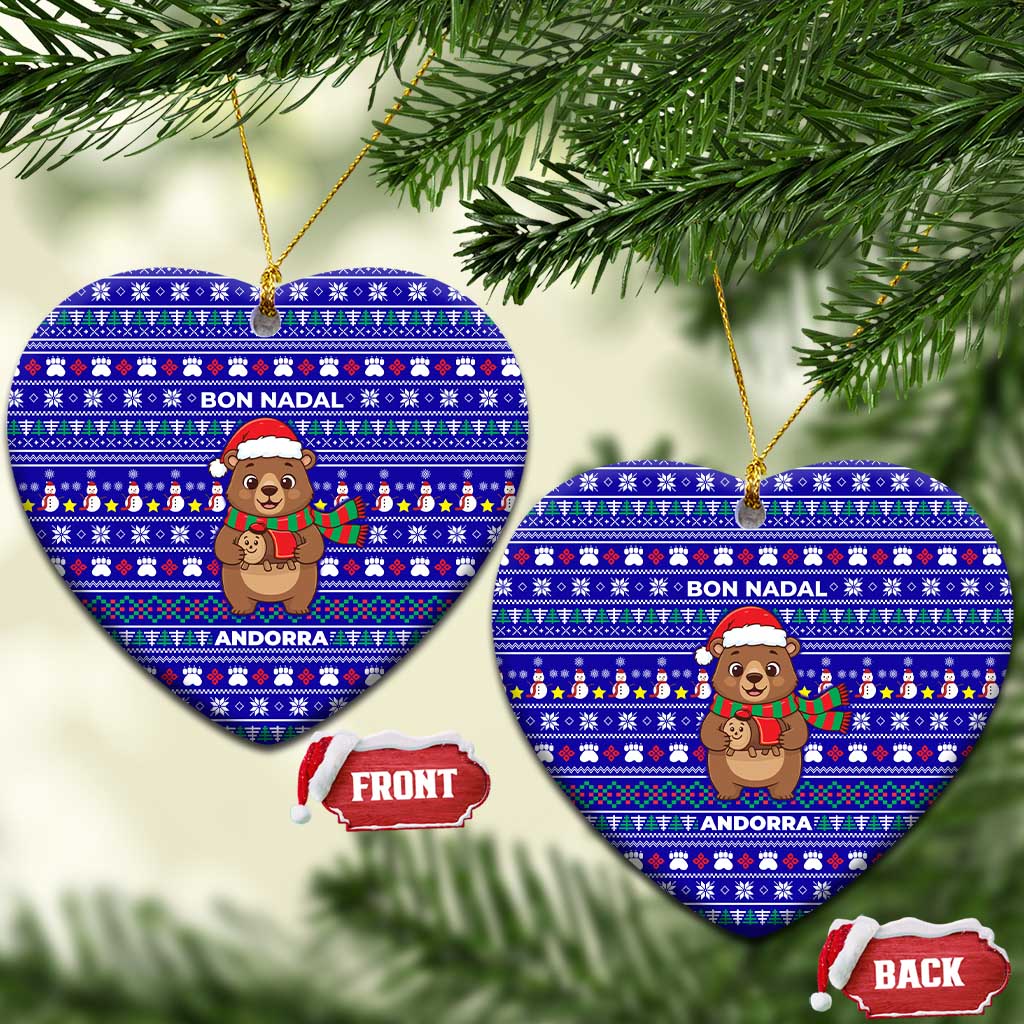 Bon Nadal Andorra Christmas Ceramic Ornament Holiday Bear, Snowflakes, Paw Prints & Winter - Wonder Print Shop