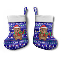 Bon Nadal Andorra Christmas Stocking Holiday Bear, Snowflakes, Paw Prints & Winter - Wonder Print Shop