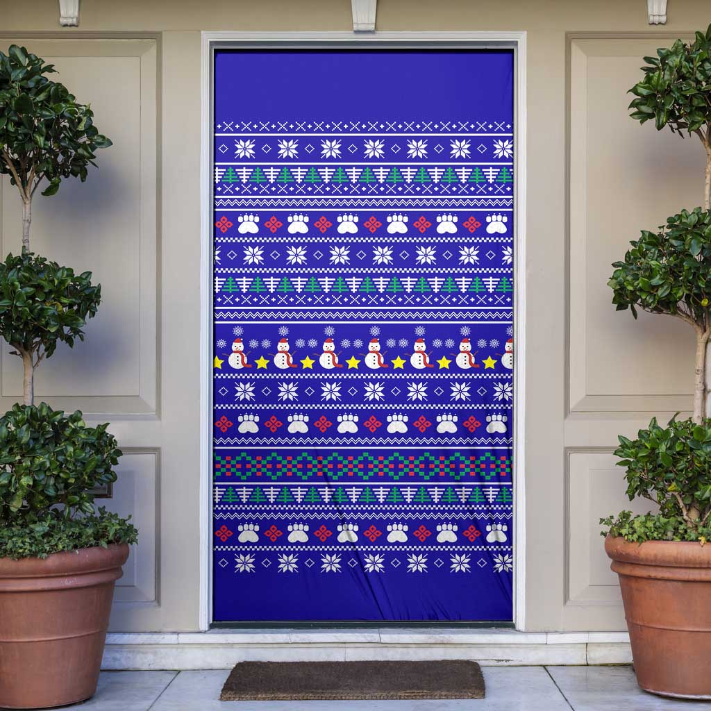 Bon Nadal Andorra Christmas Door Cover Holiday Bear, Snowflakes, Paw Prints & Winter - Wonder Print Shop
