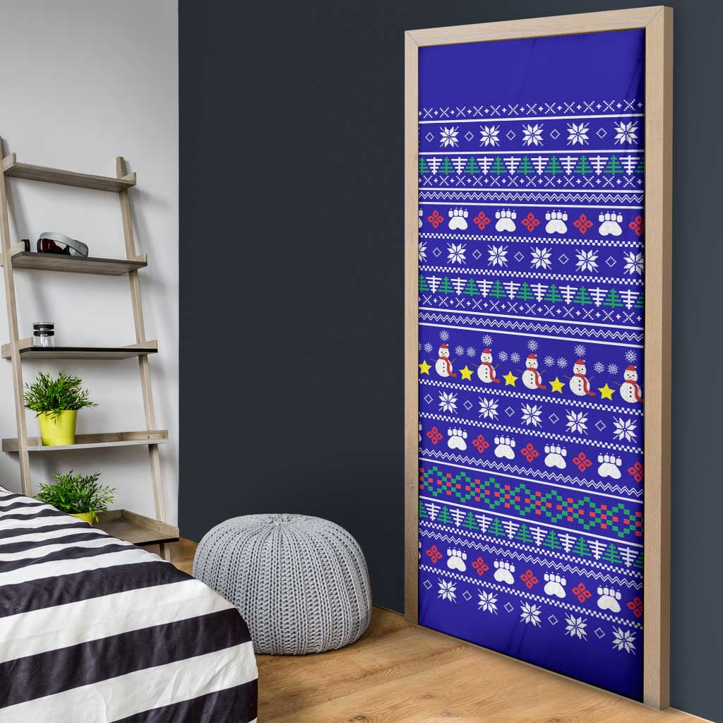 Bon Nadal Andorra Christmas Door Cover Holiday Bear, Snowflakes, Paw Prints & Winter - Wonder Print Shop