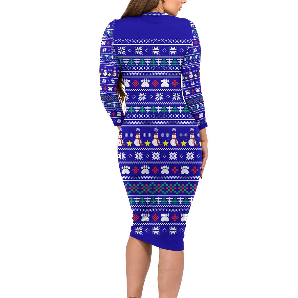Bon Nadal Andorra Christmas Family Matching Long Sleeve Bodycon Dress and Hawaiian Shirt Holiday Bear, Snowflakes, Paw Prints & Winter - Wonder Print Shop