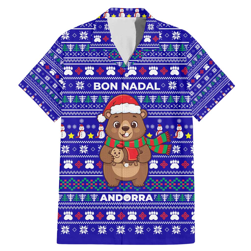 Bon Nadal Andorra Christmas Family Matching Mermaid Dress and Hawaiian Shirt Holiday Bear, Snowflakes, Paw Prints & Winter - Wonder Print Shop