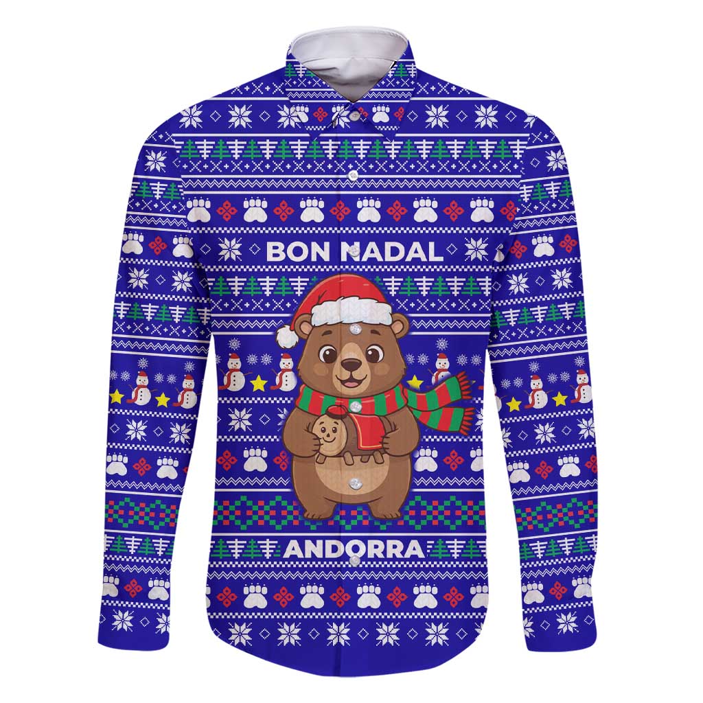 Bon Nadal Andorra Christmas Family Matching Short Sleeve Bodycon Dress and Hawaiian Shirt Holiday Bear, Snowflakes, Paw Prints & Winter - Wonder Print Shop