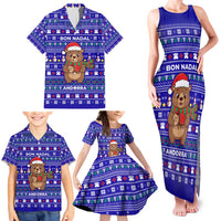 Bon Nadal Andorra Christmas Family Matching Tank Maxi Dress and Hawaiian Shirt Holiday Bear, Snowflakes, Paw Prints & Winter - Wonder Print Shop