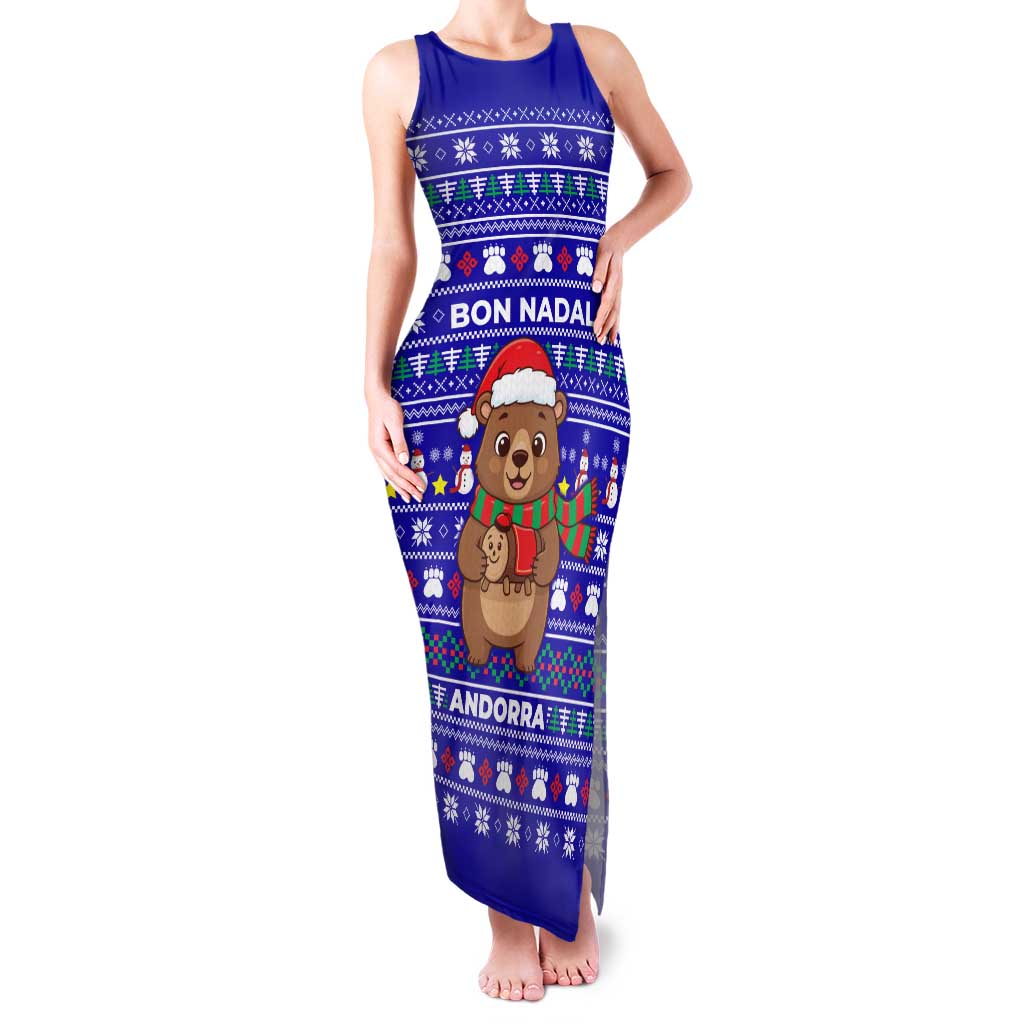 Bon Nadal Andorra Christmas Family Matching Tank Maxi Dress and Hawaiian Shirt Holiday Bear, Snowflakes, Paw Prints & Winter - Wonder Print Shop