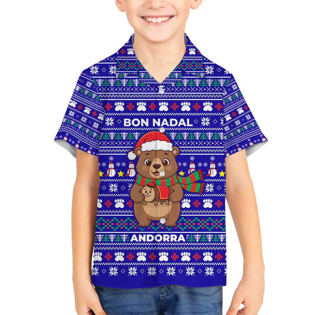 Bon Nadal Andorra Christmas Family Matching Tank Maxi Dress and Hawaiian Shirt Holiday Bear, Snowflakes, Paw Prints & Winter - Wonder Print Shop