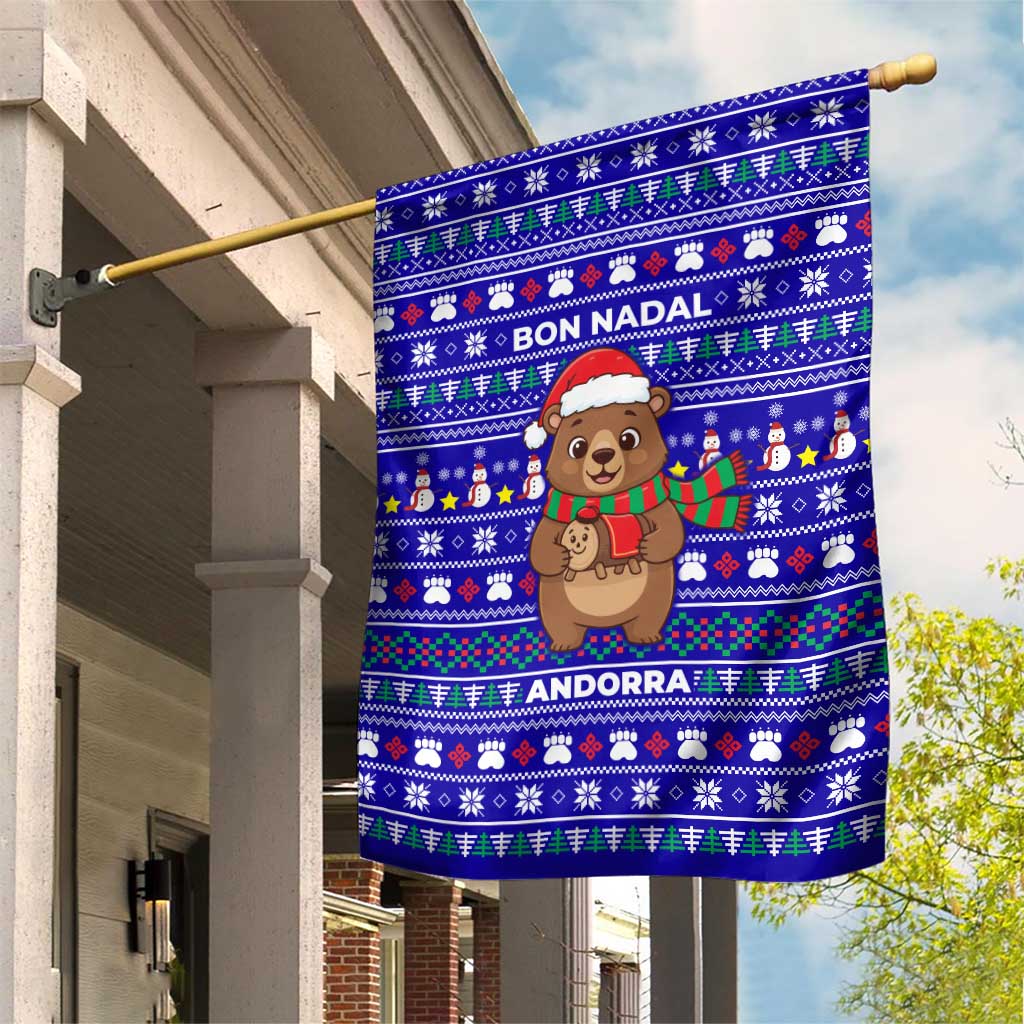 Bon Nadal Andorra Christmas Garden Flag Holiday Bear, Snowflakes, Paw Prints & Winter - Wonder Print Shop