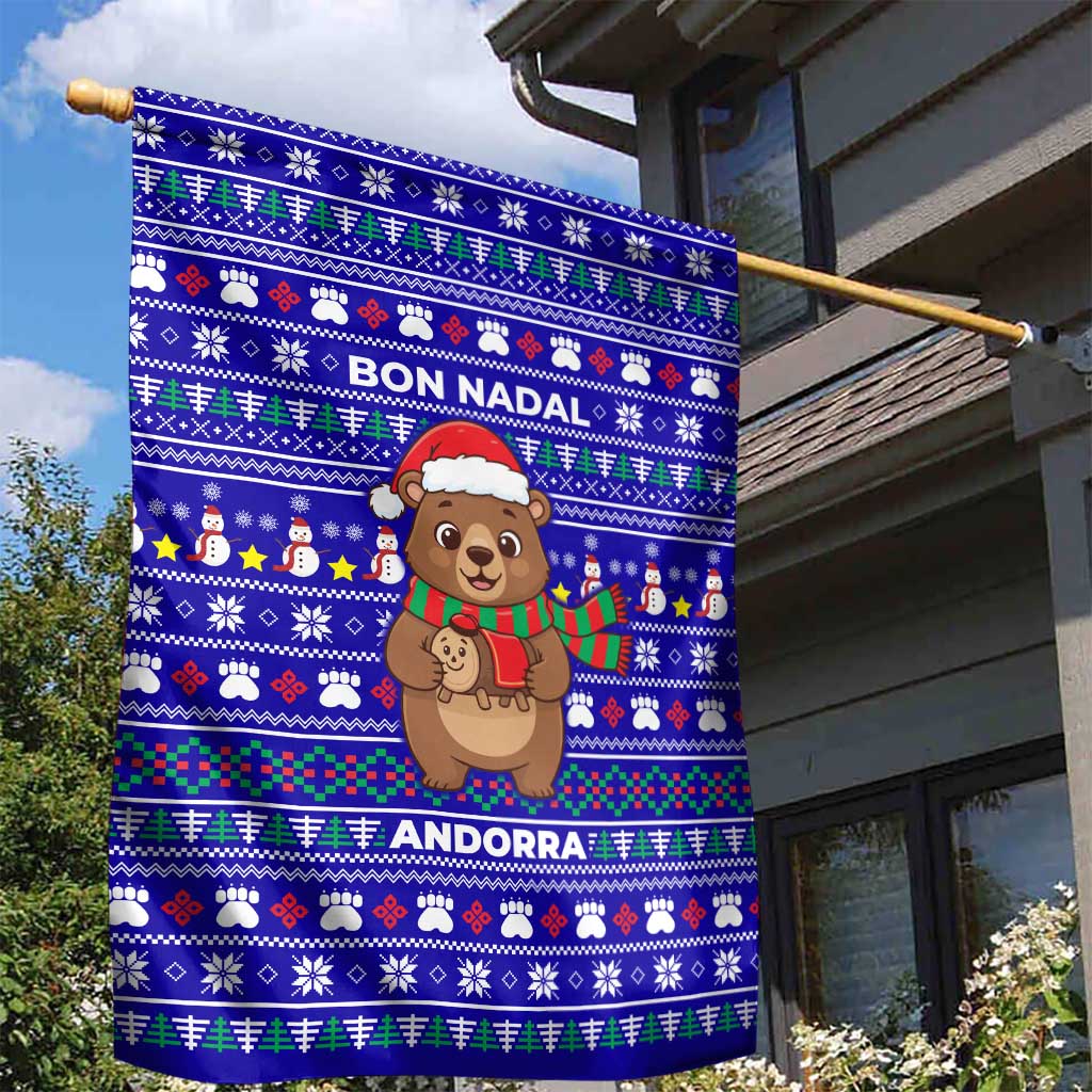 Bon Nadal Andorra Christmas Garden Flag Holiday Bear, Snowflakes, Paw Prints & Winter - Wonder Print Shop