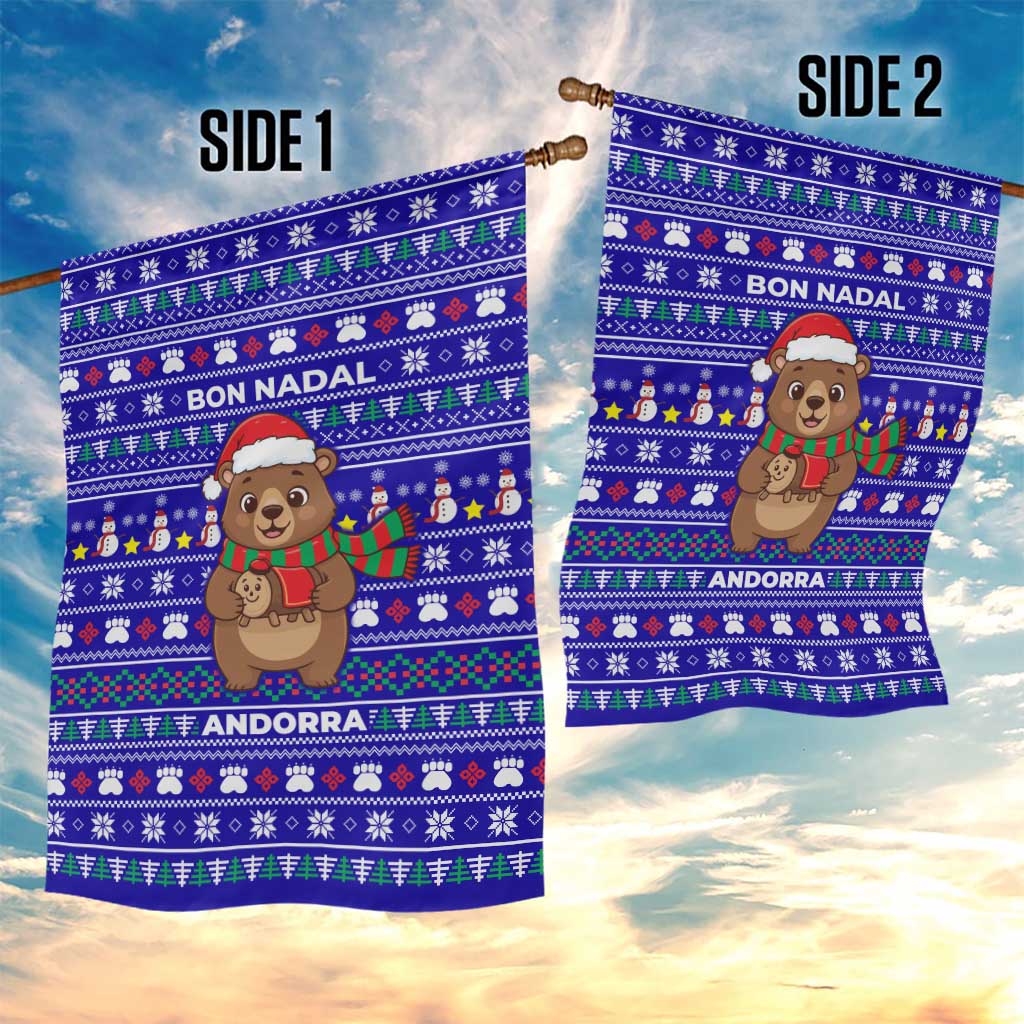 Bon Nadal Andorra Christmas Garden Flag Holiday Bear, Snowflakes, Paw Prints & Winter - Wonder Print Shop