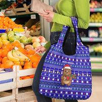 Bon Nadal Andorra Christmas Grocery Bag Holiday Bear, Snowflakes, Paw Prints & Winter - Wonder Print Shop