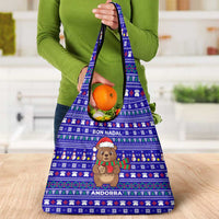 Bon Nadal Andorra Christmas Grocery Bag Holiday Bear, Snowflakes, Paw Prints & Winter - Wonder Print Shop