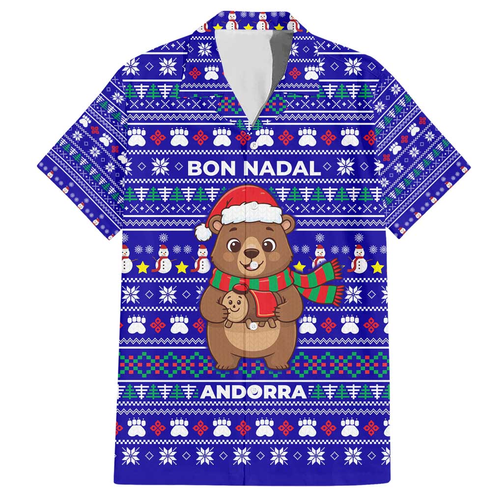 Bon Nadal Andorra Christmas Hawaiian Shirt Holiday Bear, Snowflakes, Paw Prints & Winter - Wonder Print Shop