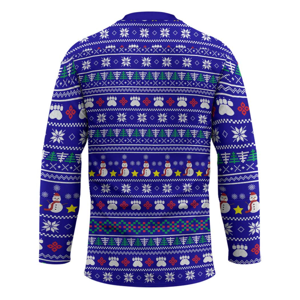 Bon Nadal Andorra Christmas Hockey Jersey Holiday Bear, Snowflakes, Paw Prints & Winter - Wonder Print Shop