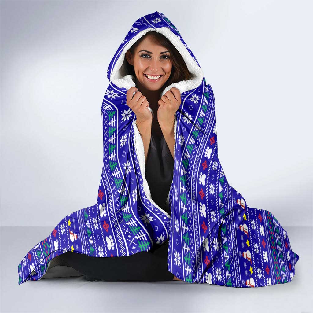 Bon Nadal Andorra Christmas Hooded Blanket Holiday Bear, Snowflakes, Paw Prints & Winter - Wonder Print Shop
