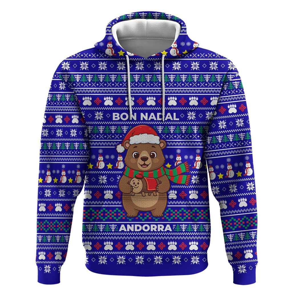 Bon Nadal Andorra Christmas Hoodie Holiday Bear, Snowflakes, Paw Prints & Winter - Wonder Print Shop