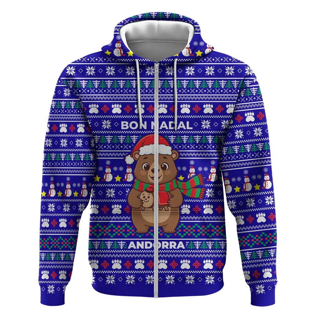 Bon Nadal Andorra Christmas Hoodie Holiday Bear, Snowflakes, Paw Prints & Winter - Wonder Print Shop