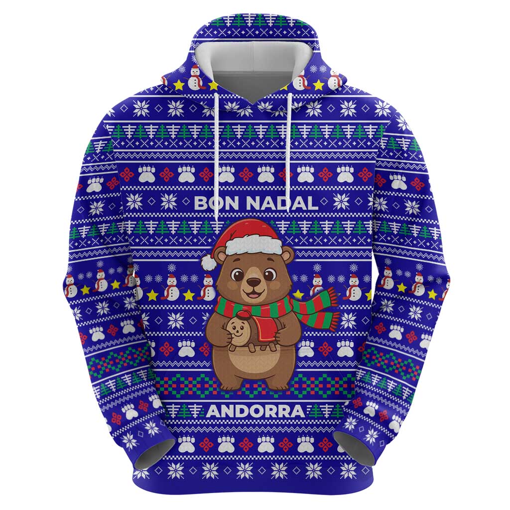 Bon Nadal Andorra Christmas Hoodie Holiday Bear, Snowflakes, Paw Prints & Winter - Wonder Print Shop