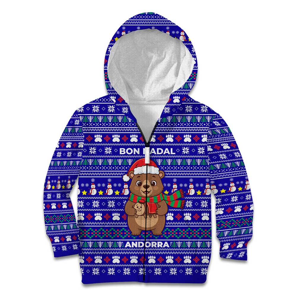 Bon Nadal Andorra Christmas Kid Hoodie Holiday Bear, Snowflakes, Paw Prints & Winter - Wonder Print Shop