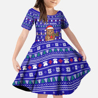 Bon Nadal Andorra Christmas Kid Short Sleeve Dress Holiday Bear, Snowflakes, Paw Prints & Winter - Wonder Print Shop