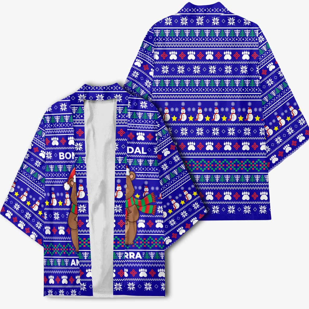 Bon Nadal Andorra Christmas Kimono Holiday Bear, Snowflakes, Paw Prints & Winter - Wonder Print Shop