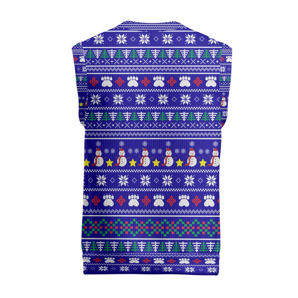 Bon Nadal Andorra Christmas Knitted V-Neck Vest Holiday Bear, Snowflakes, Paw Prints & Winter - Wonder Print Shop