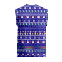 Bon Nadal Andorra Christmas Knitted V-Neck Vest Holiday Bear, Snowflakes, Paw Prints & Winter - Wonder Print Shop