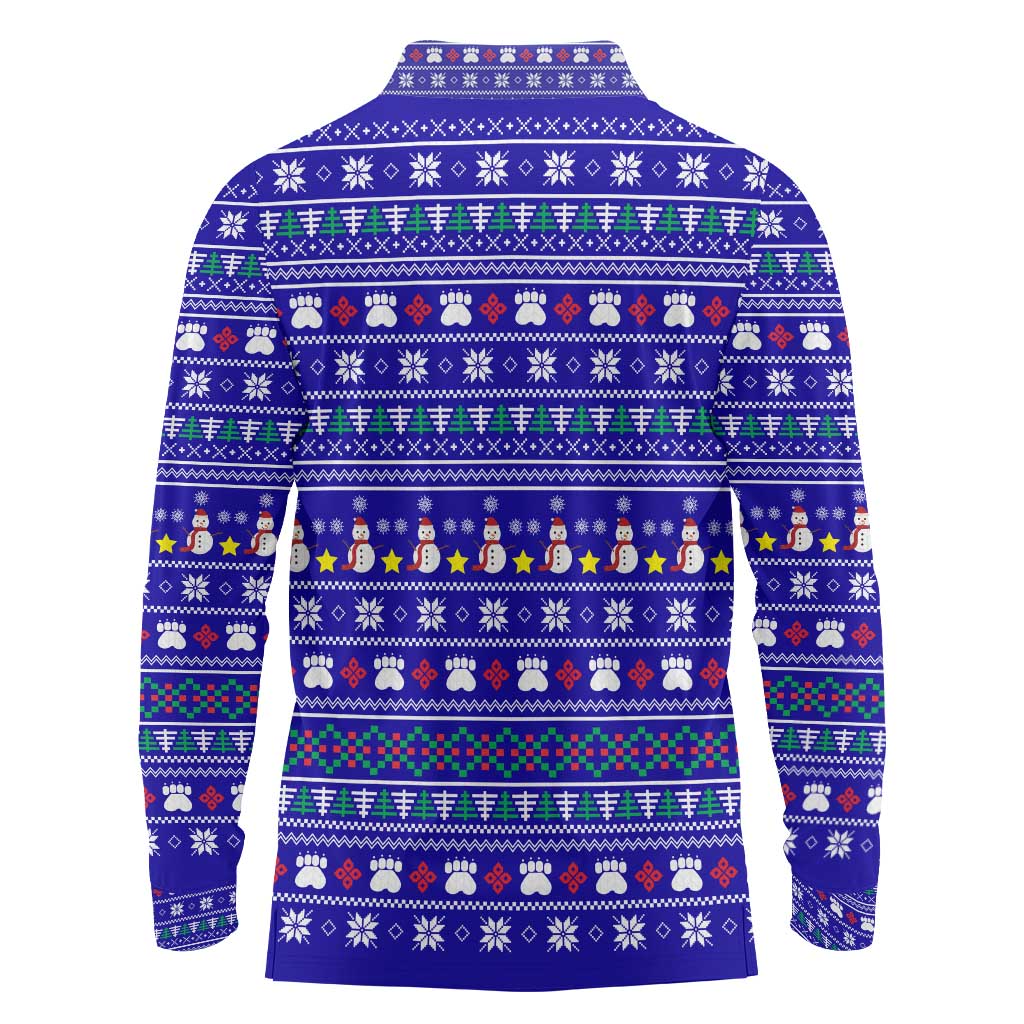 Bon Nadal Andorra Christmas Long Sleeve Polo Shirt Holiday Bear, Snowflakes, Paw Prints & Winter - Wonder Print Shop