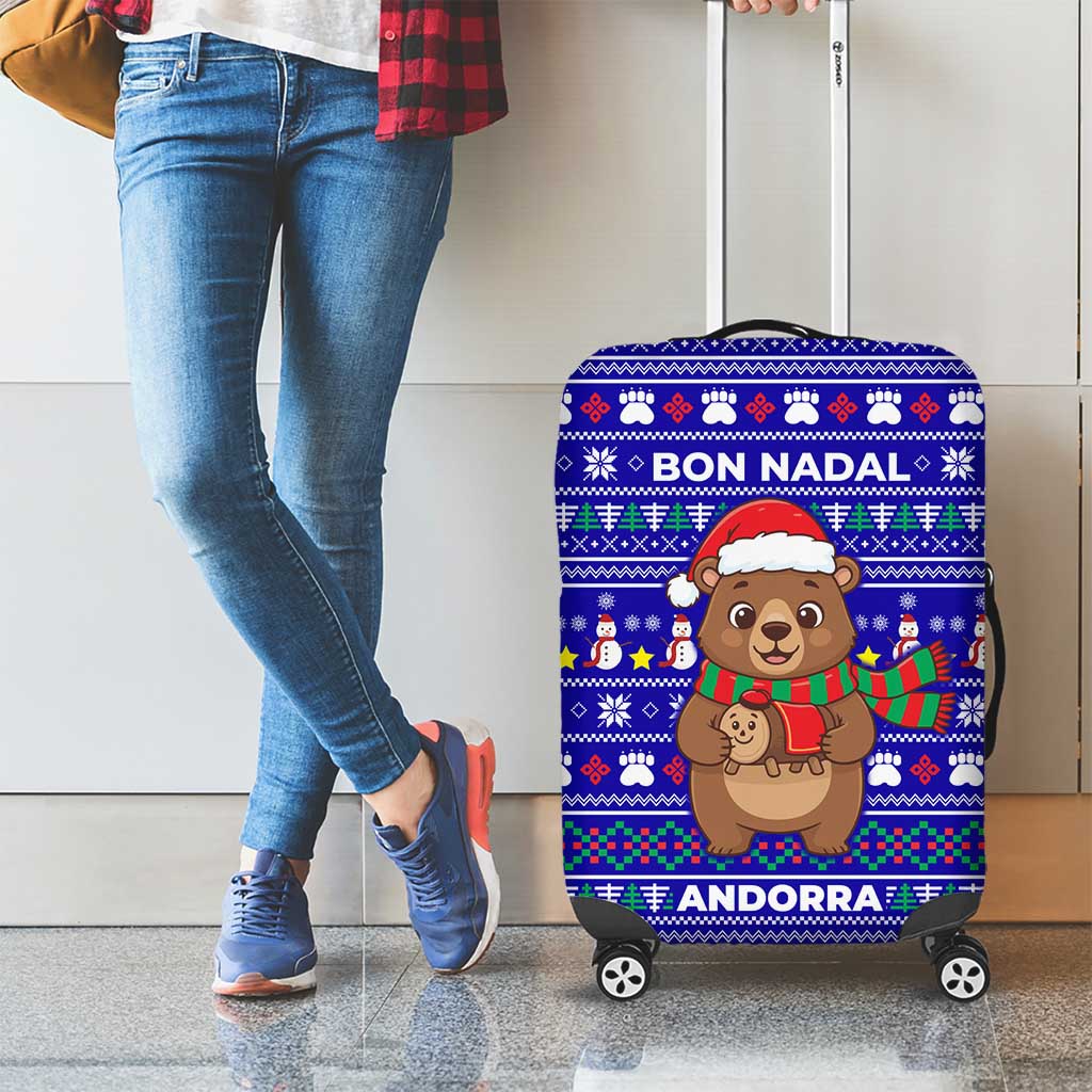 Bon Nadal Andorra Christmas Luggage Cover Holiday Bear, Snowflakes, Paw Prints & Winter - Wonder Print Shop