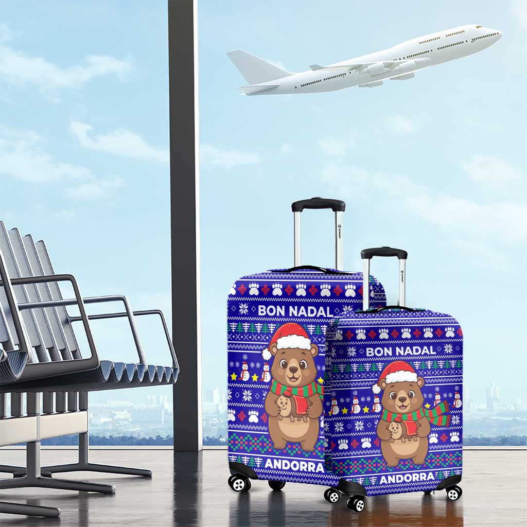 Bon Nadal Andorra Christmas Luggage Cover Holiday Bear, Snowflakes, Paw Prints & Winter - Wonder Print Shop