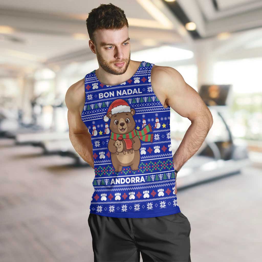 Bon Nadal Andorra Christmas Men Tank Top Holiday Bear, Snowflakes, Paw Prints & Winter - Wonder Print Shop