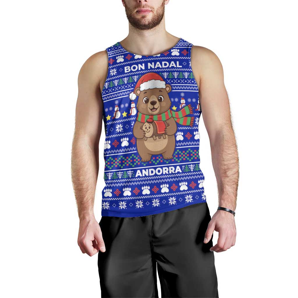 Bon Nadal Andorra Christmas Men Tank Top Holiday Bear, Snowflakes, Paw Prints & Winter - Wonder Print Shop