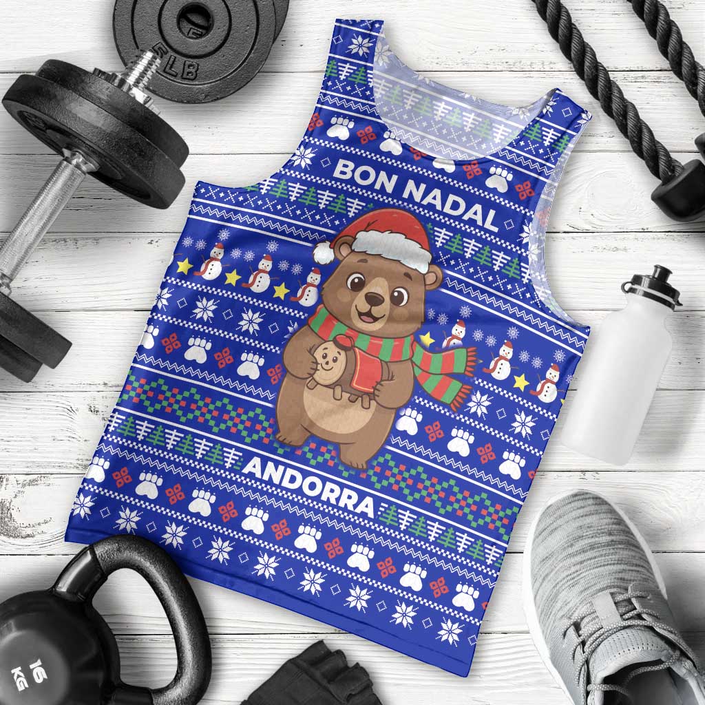 Bon Nadal Andorra Christmas Men Tank Top Holiday Bear, Snowflakes, Paw Prints & Winter - Wonder Print Shop