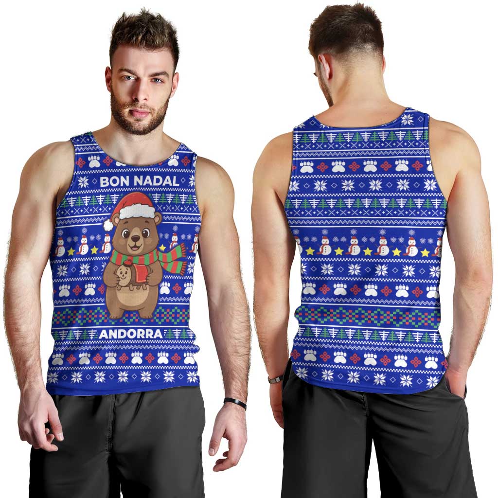 Bon Nadal Andorra Christmas Men Tank Top Holiday Bear, Snowflakes, Paw Prints & Winter - Wonder Print Shop