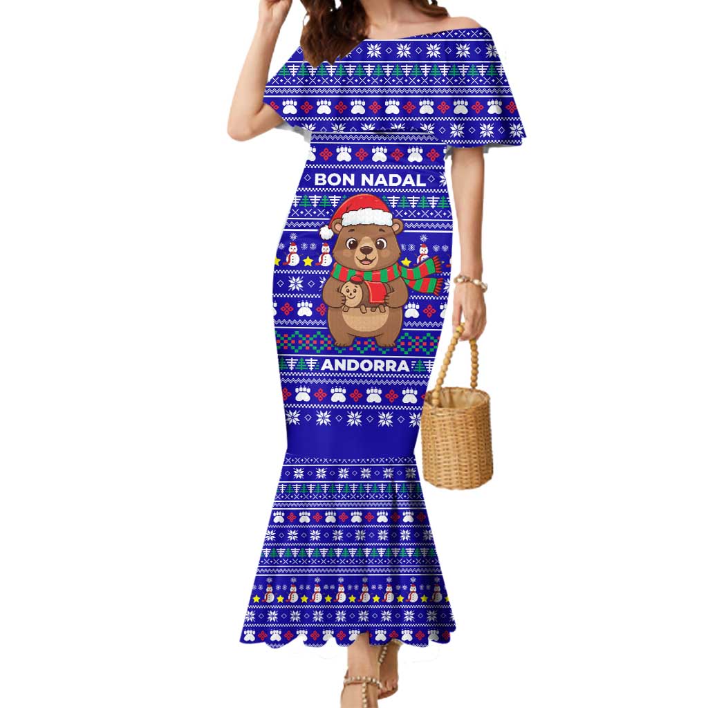 Bon Nadal Andorra Christmas Mermaid Dress Holiday Bear, Snowflakes, Paw Prints & Winter - Wonder Print Shop