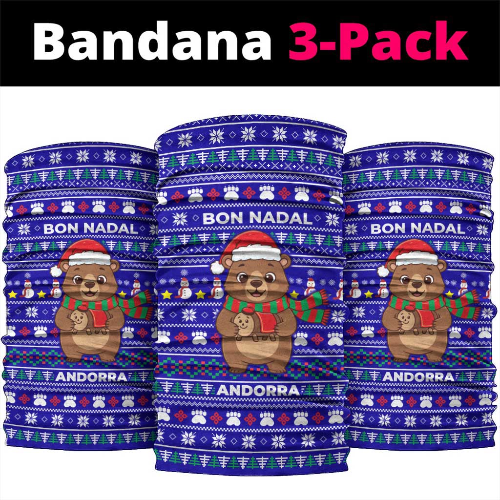 Bon Nadal Andorra Christmas Neck Gaiter Holiday Bear, Snowflakes, Paw Prints & Winter - Wonder Print Shop