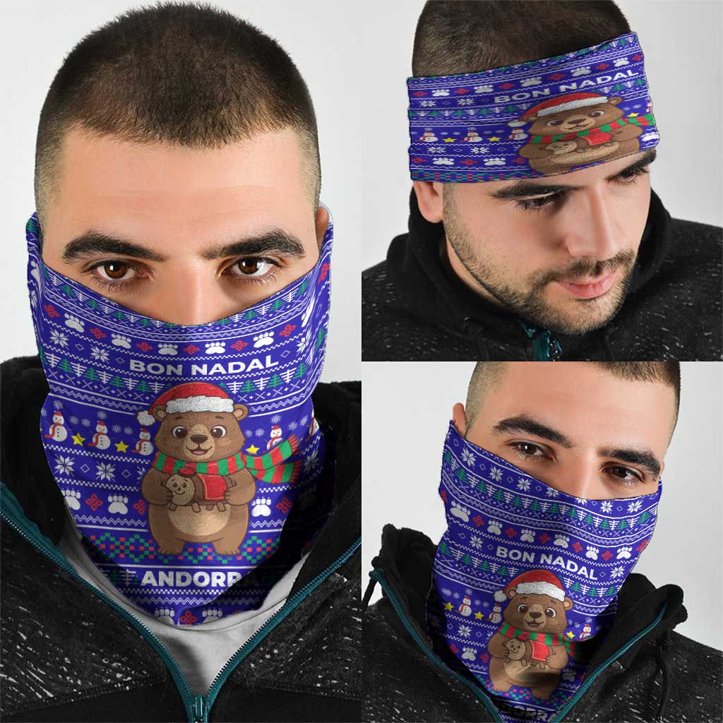 Bon Nadal Andorra Christmas Neck Gaiter Holiday Bear, Snowflakes, Paw Prints & Winter - Wonder Print Shop