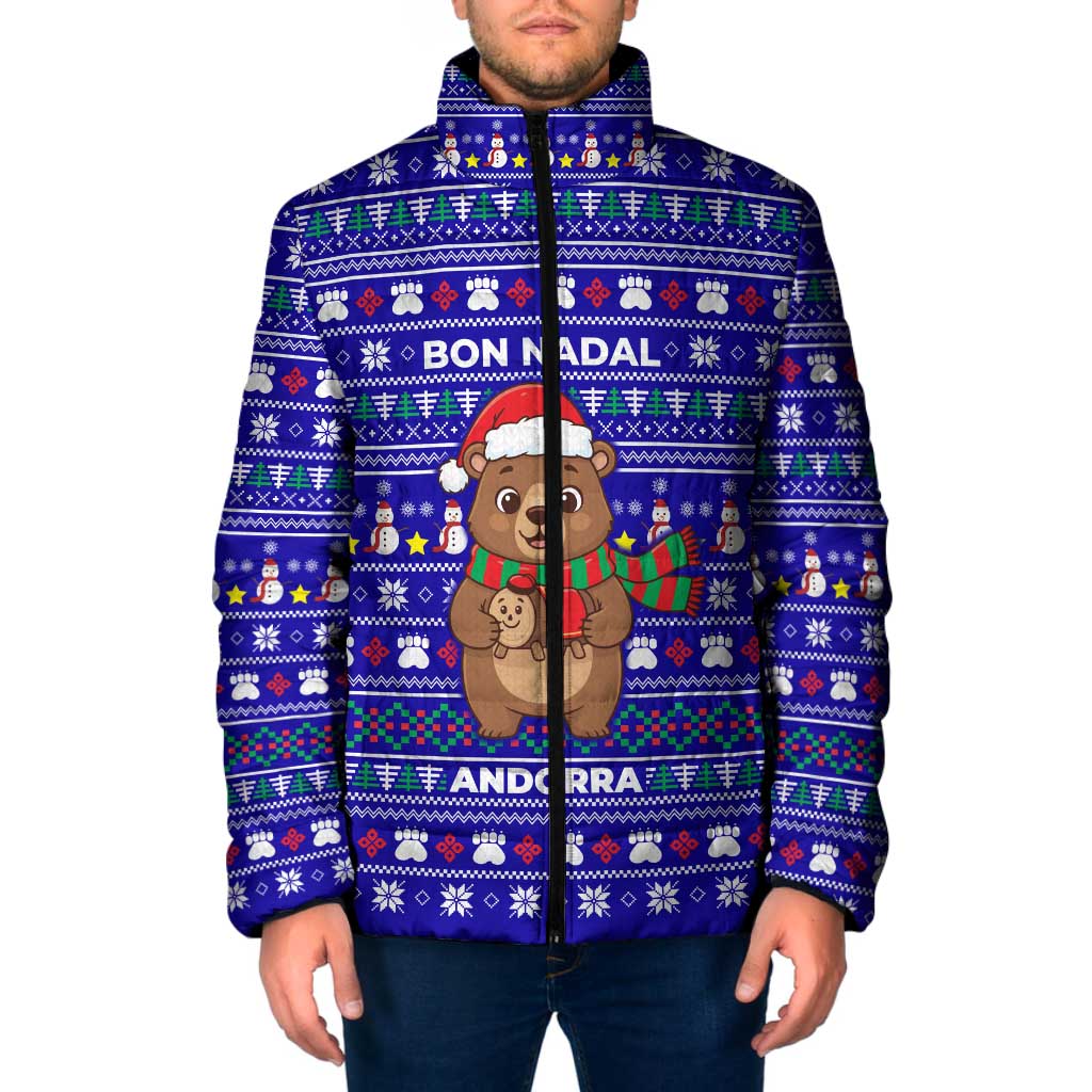 Bon Nadal Andorra Christmas Padded Jacket Holiday Bear, Snowflakes, Paw Prints & Winter - Wonder Print Shop