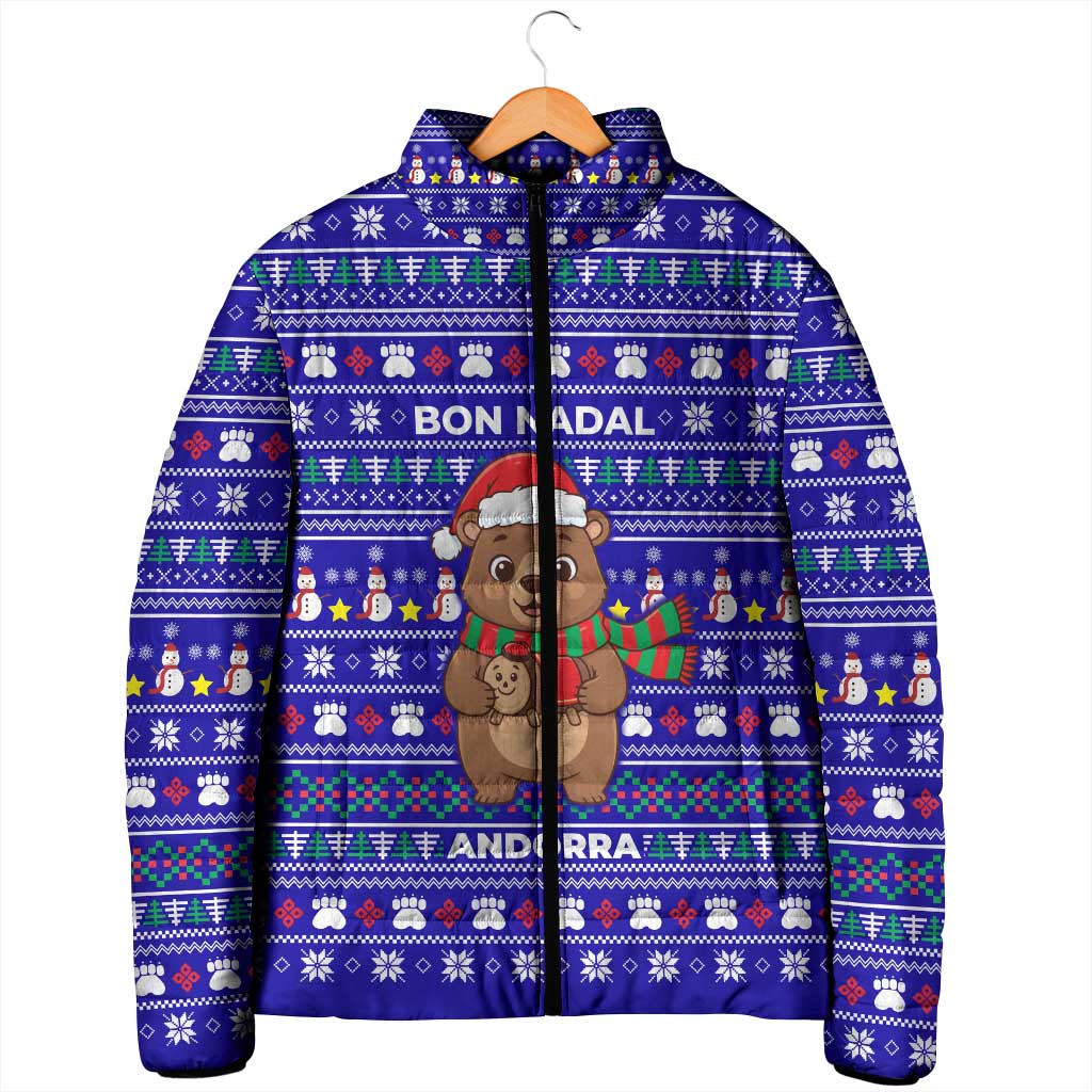 Bon Nadal Andorra Christmas Padded Jacket Holiday Bear, Snowflakes, Paw Prints & Winter - Wonder Print Shop